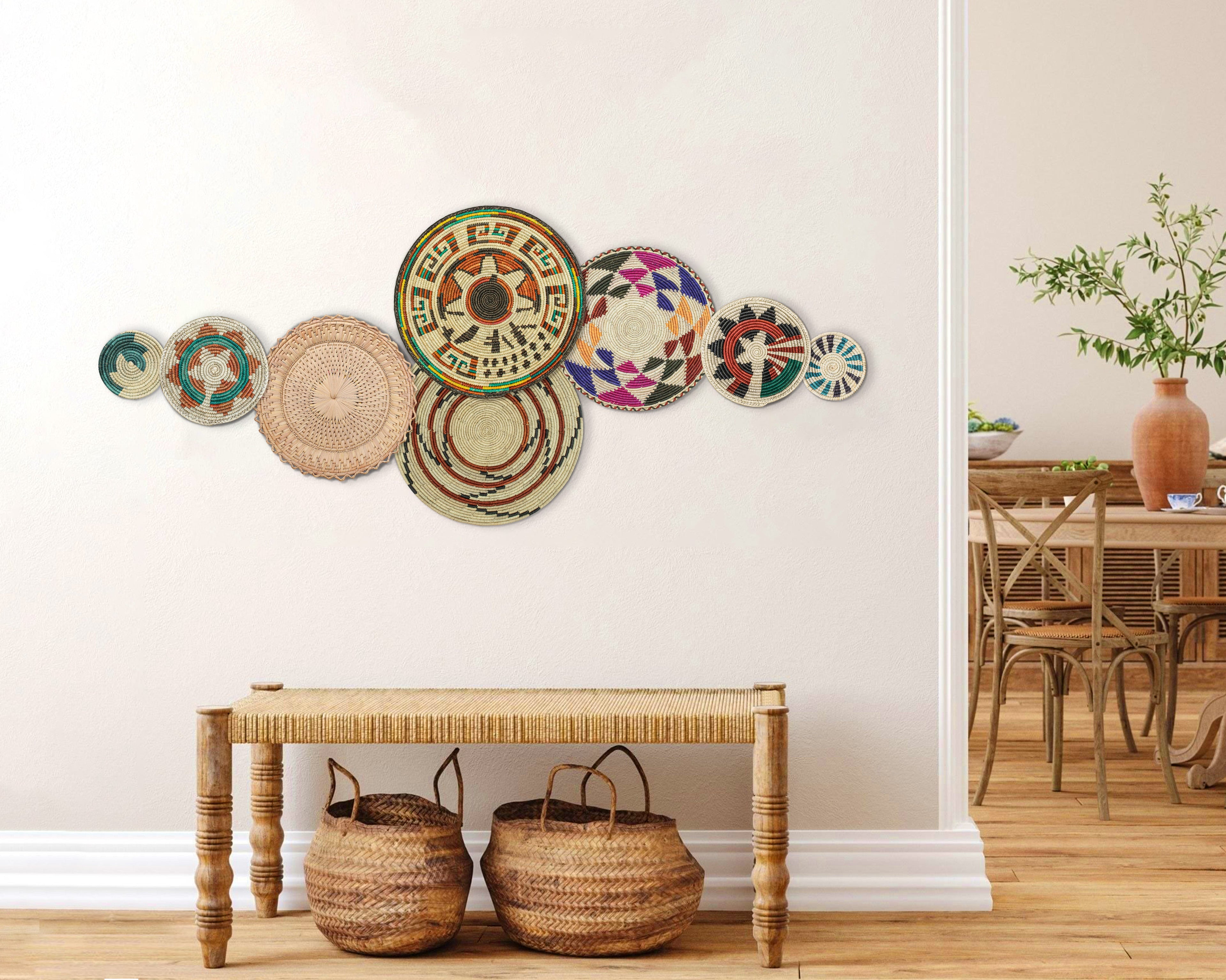 Set of 8 Handwoven wall baskets SET-242-8 N