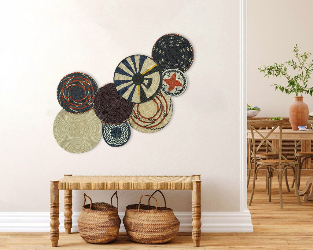 Set of 8 Handwoven wall baskets SET-344-8 N