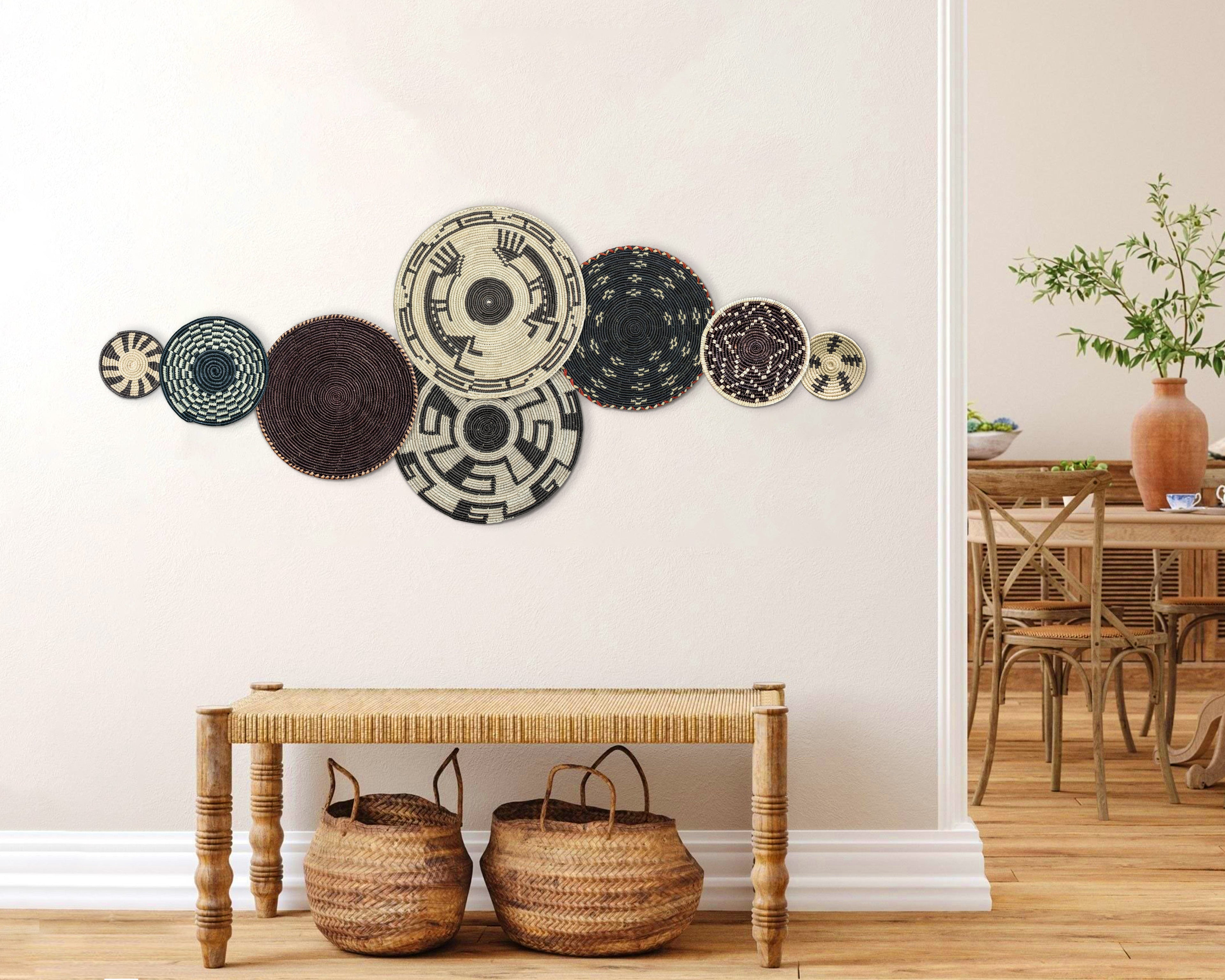 Set of 8 Handwoven wall baskets SET-243-8 N