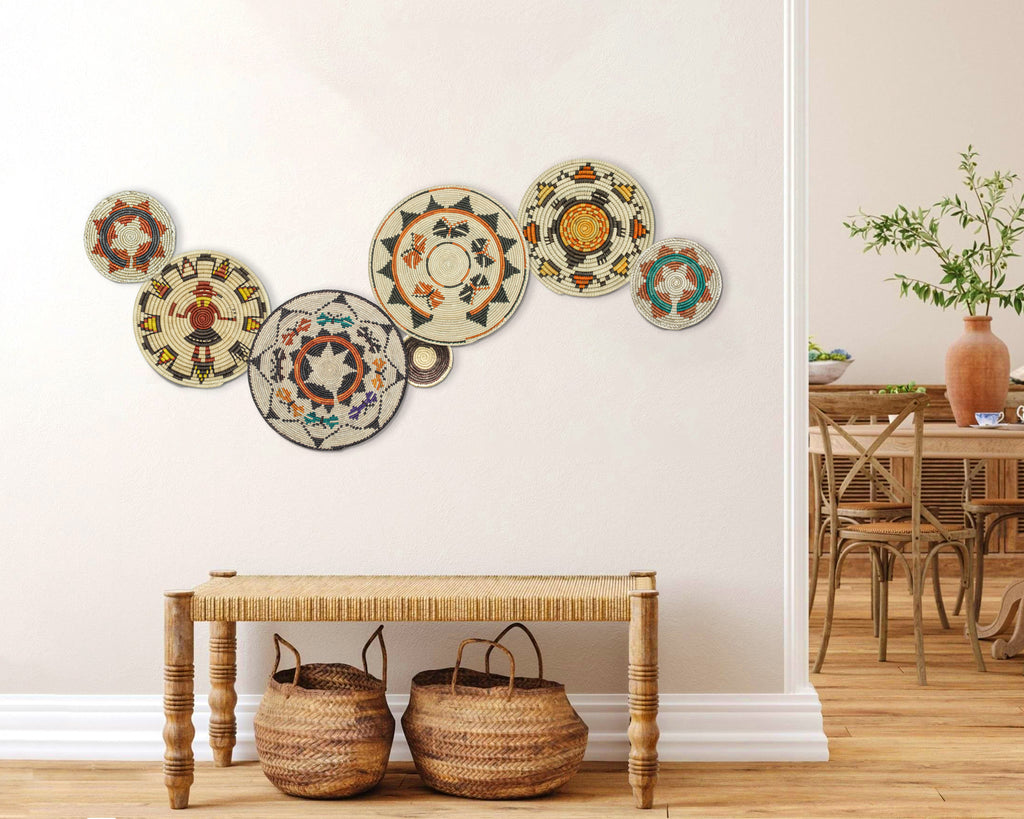 Set of 7 Handwoven wall baskets Set 39-7-N