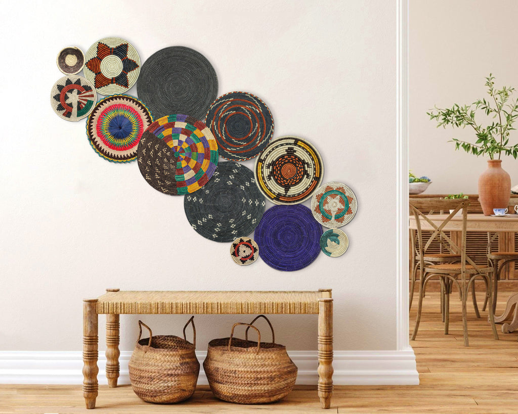 Set of 13 Handwoven wall baskets SET-180-13 N