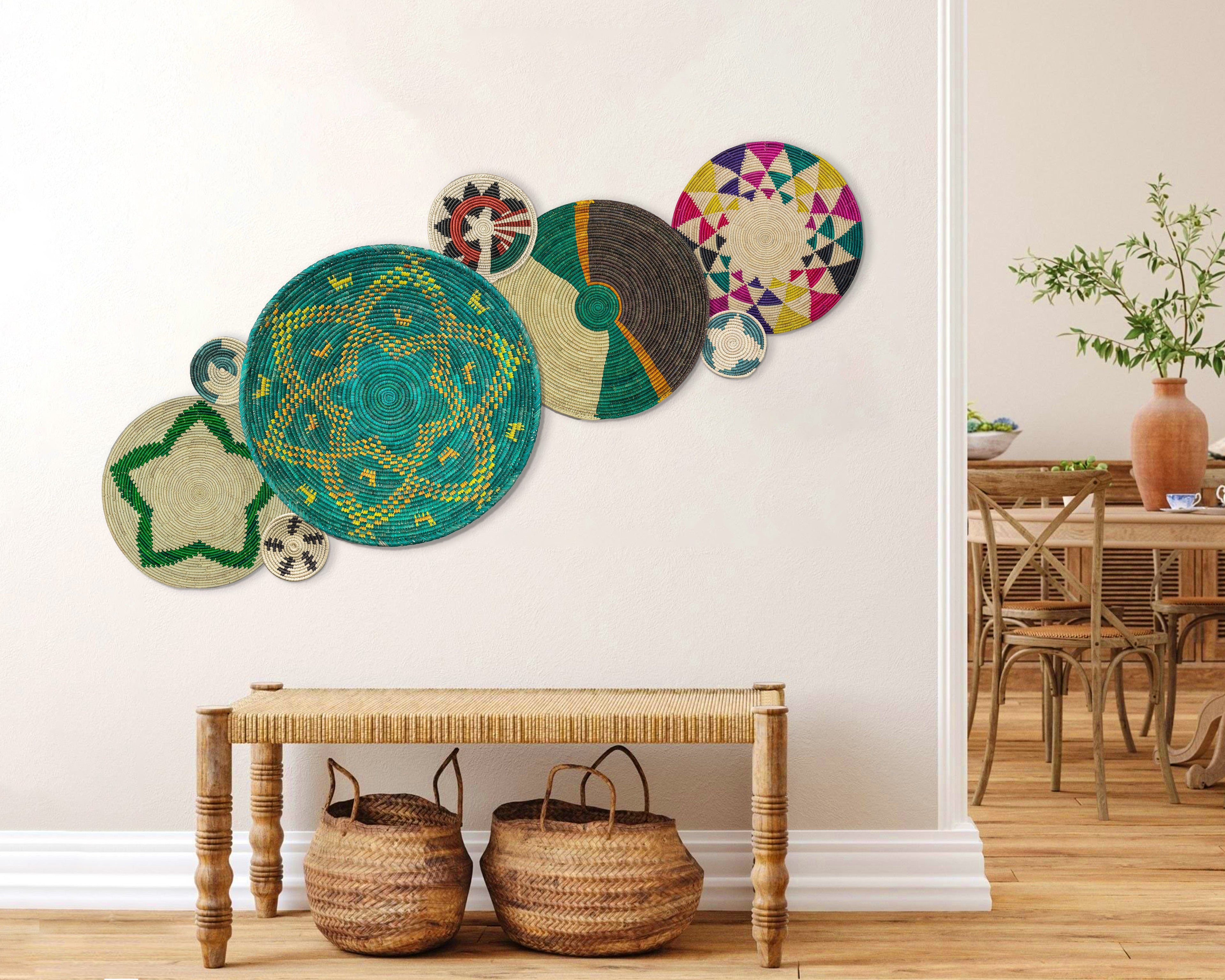 Set of 8 Handwoven wall baskets SET-330-8 N