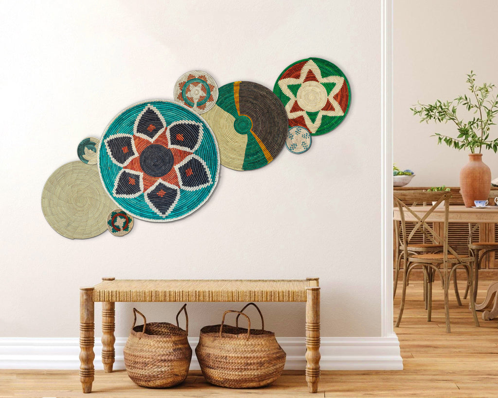 Set of 8 Handwoven wall baskets SET-325-8 N