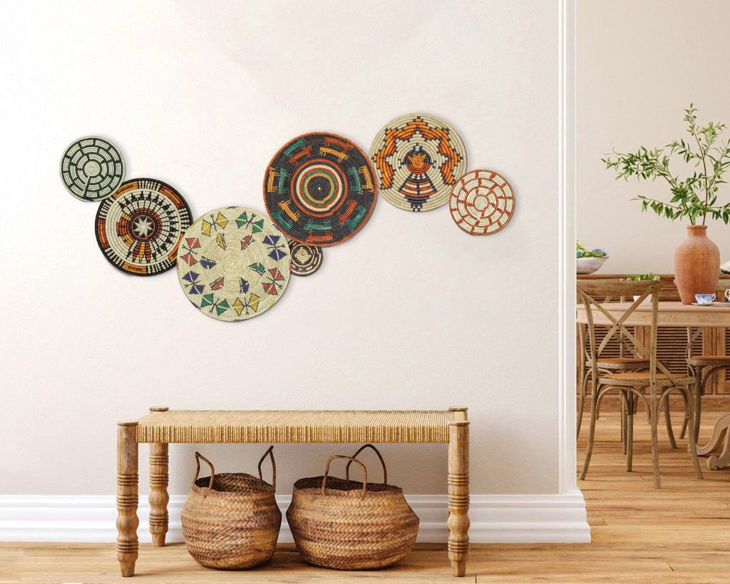 Set of 7 Handwoven wall baskets Set 40-7-N