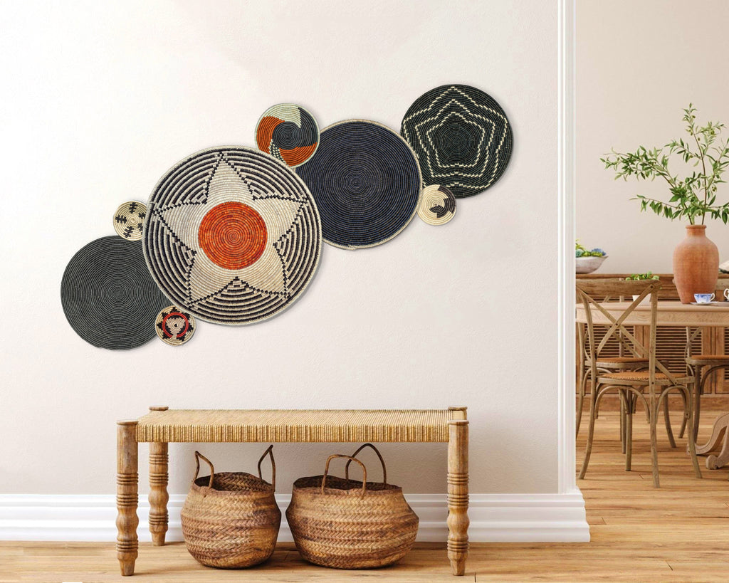 Set of 8 Handwoven wall baskets SET-327-8 N