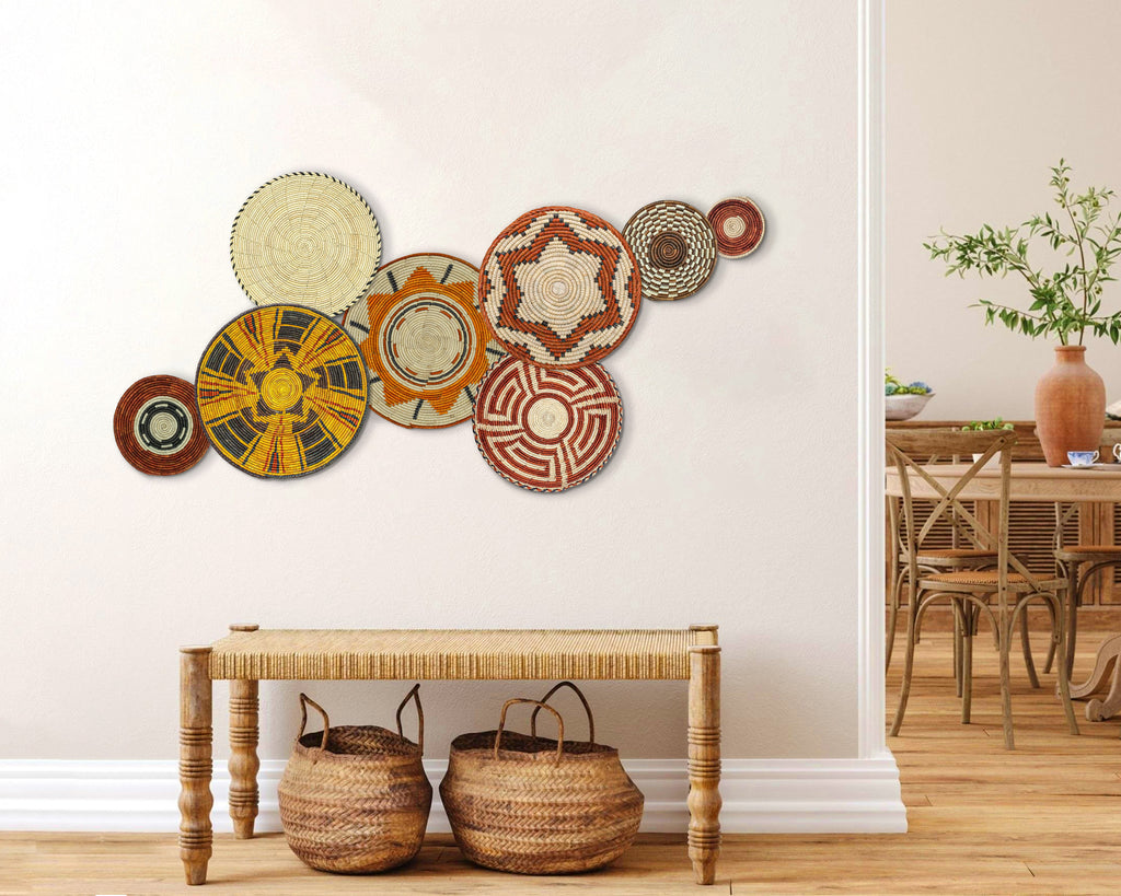 Set of 8 Handwoven wall baskets SET-354-8 N