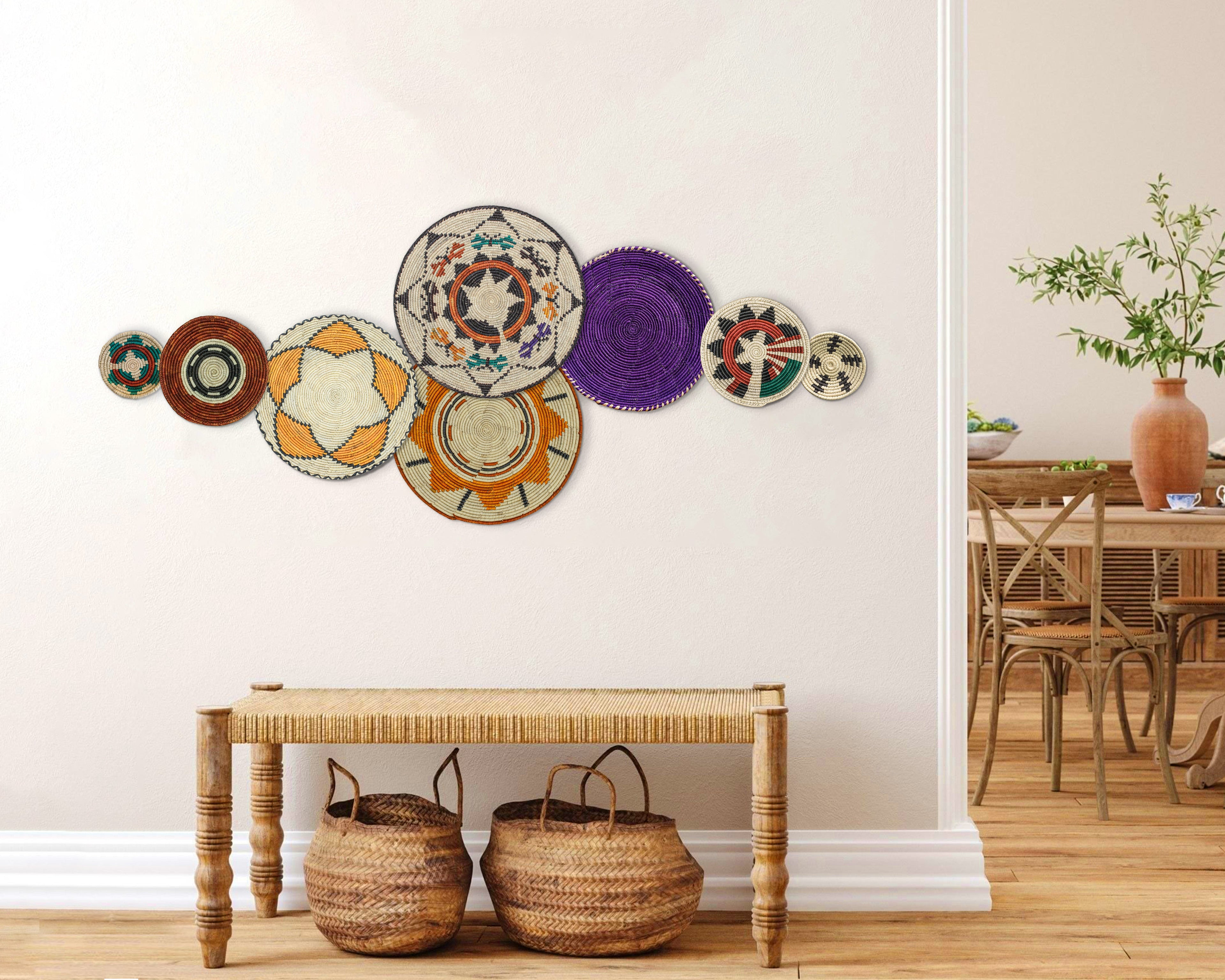 Set of 8 Handwoven wall baskets SET-244-8 N