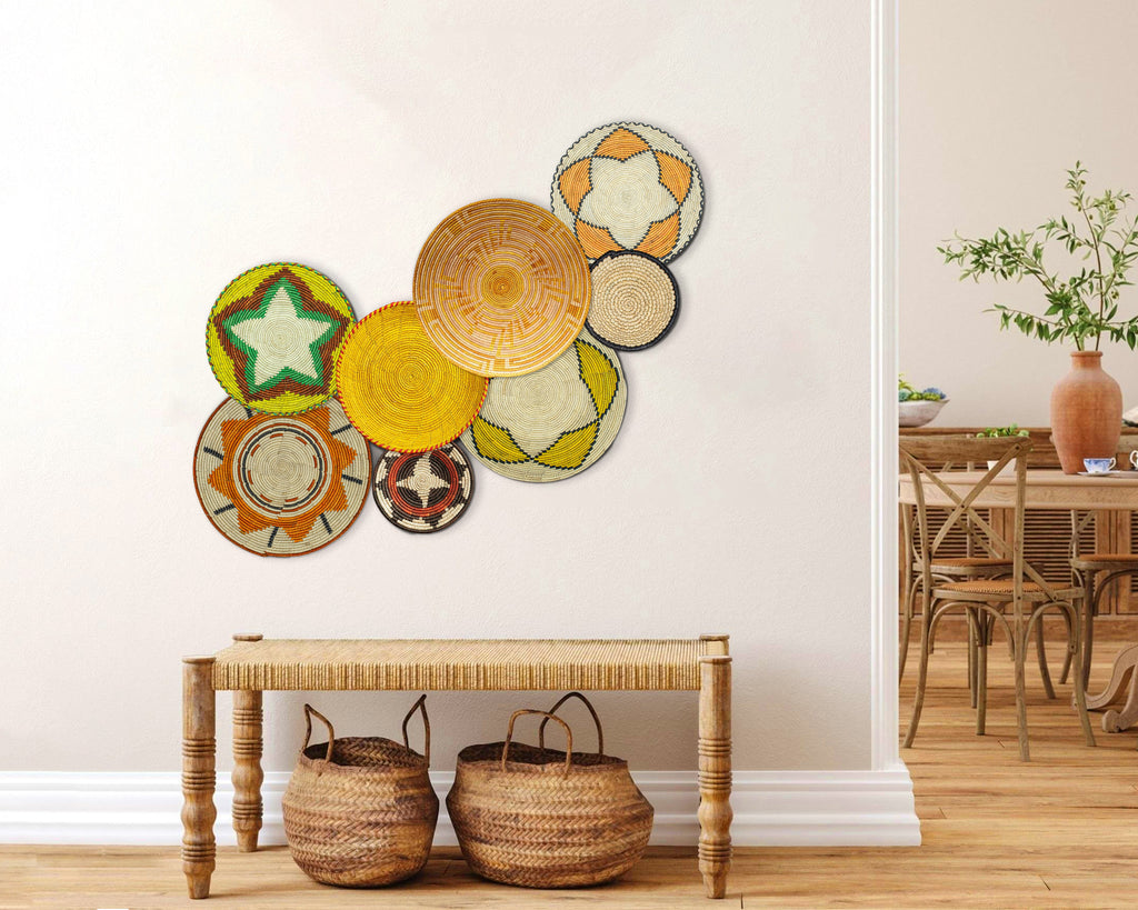 Set of 8 Handwoven wall baskets SET-343-8 N