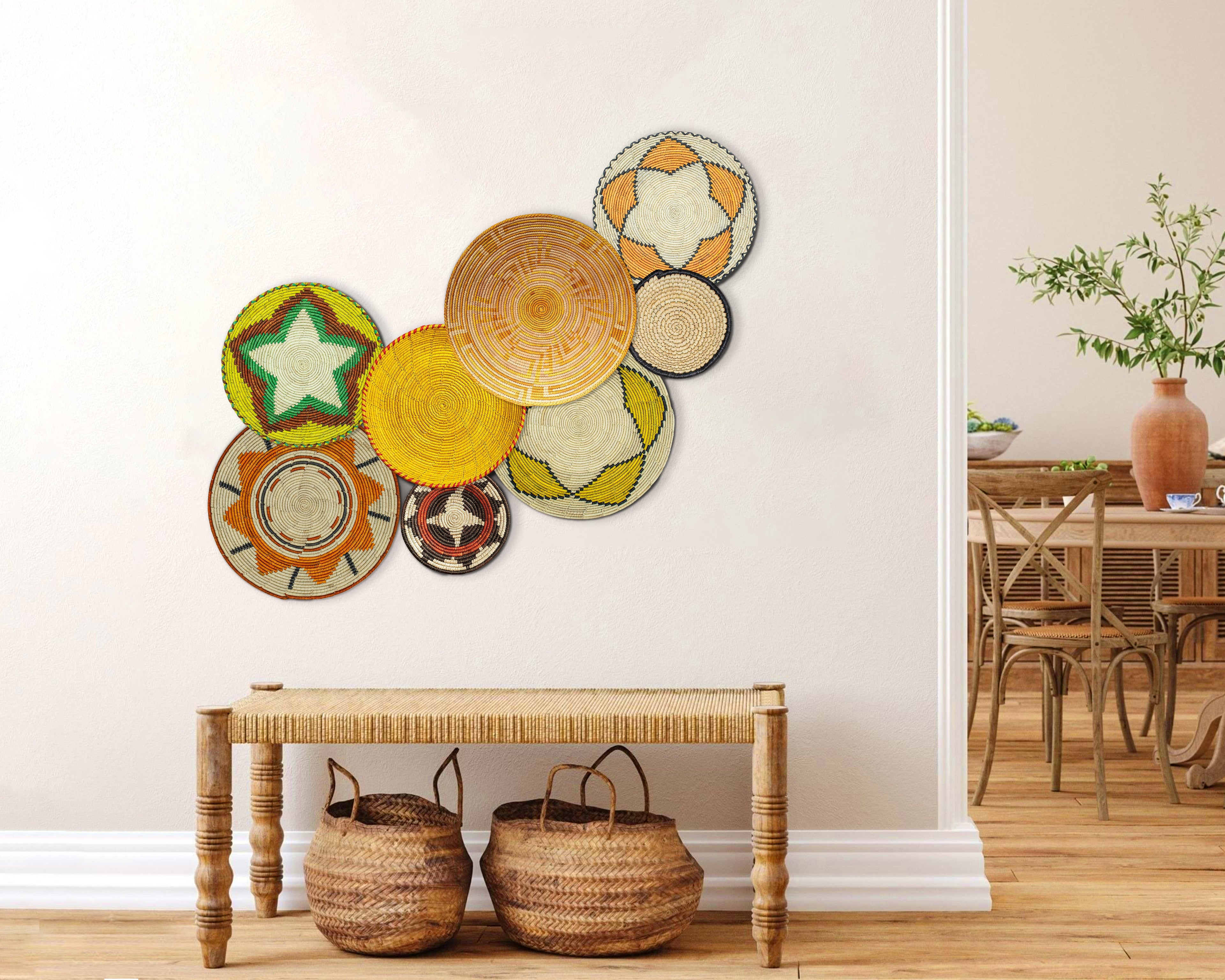 Set of 8 Handwoven wall baskets SET-343-8 N