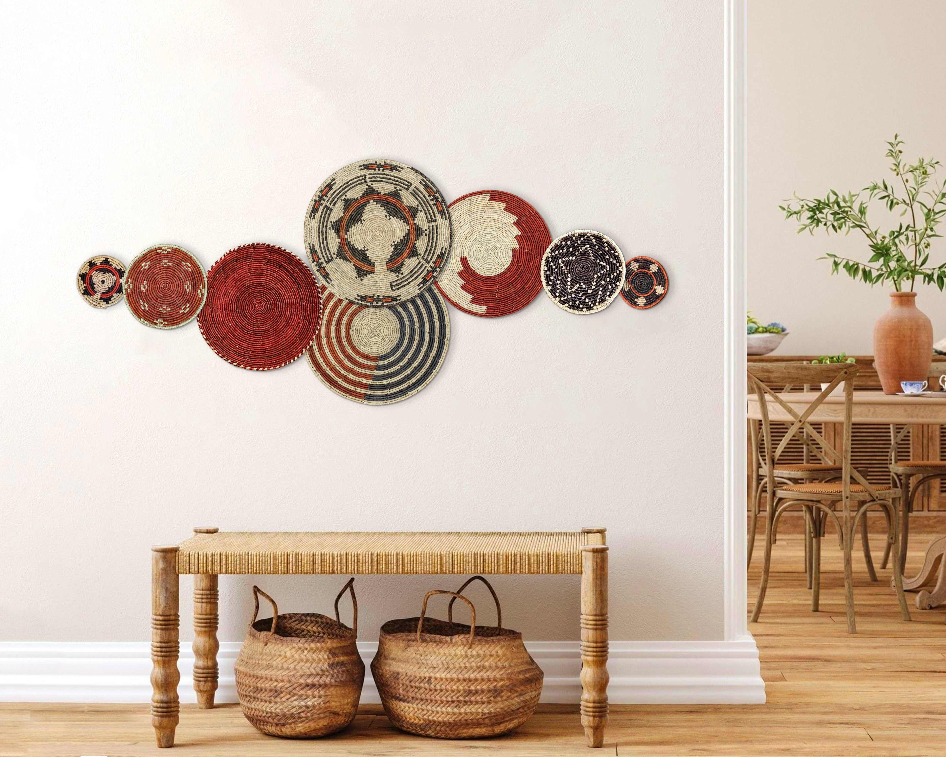 Set of 8 Handwoven wall baskets SET-241-8 N