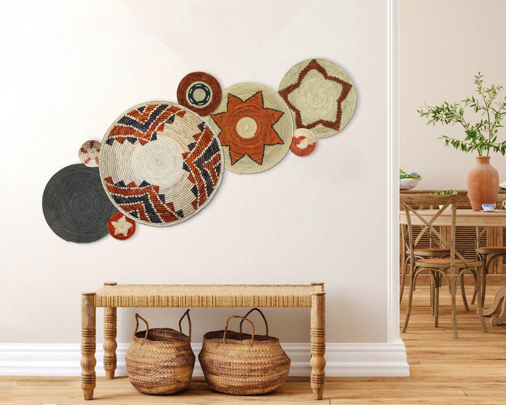 Set of 8 Handwoven wall baskets SET-326-8 N