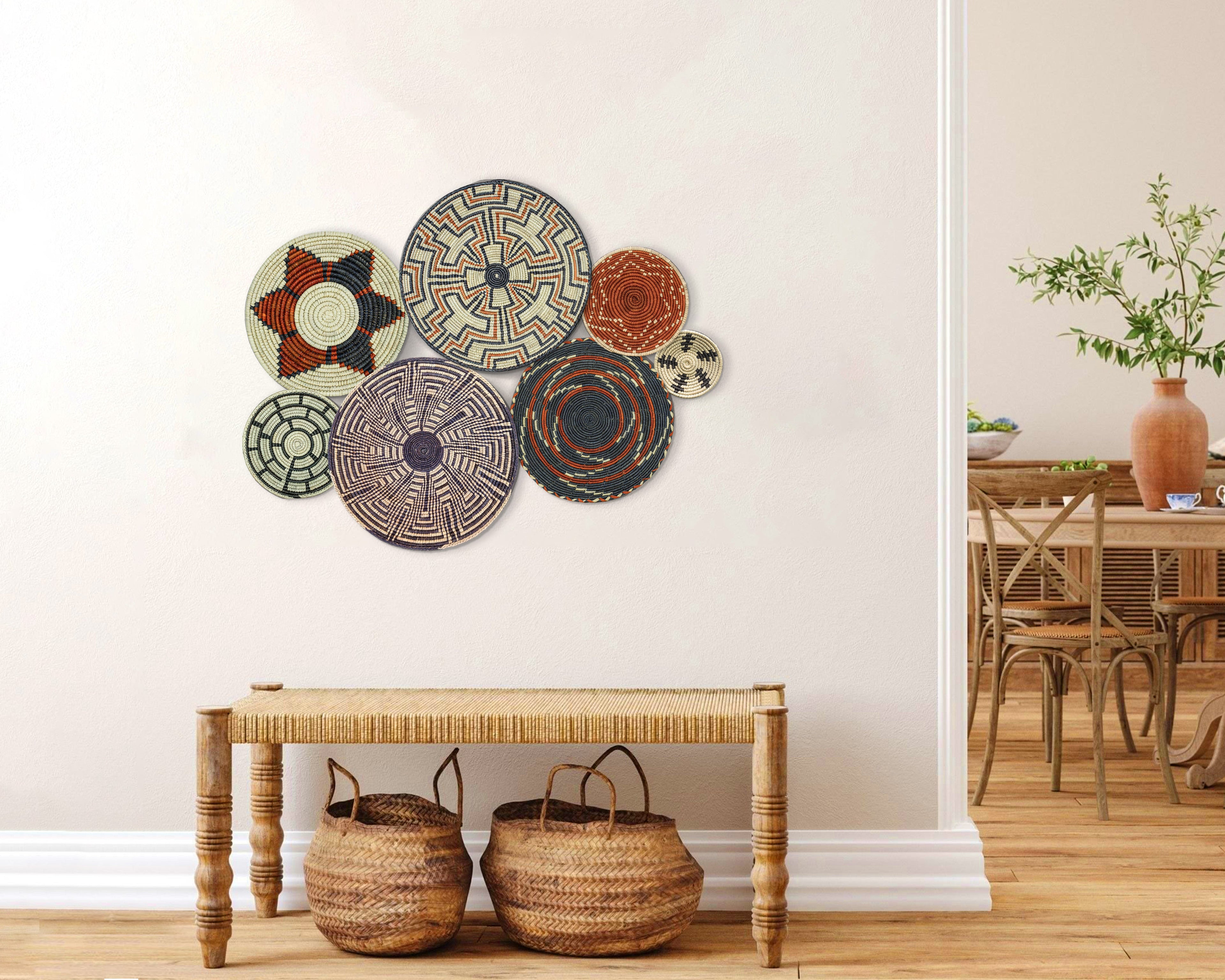 Set of 7 Handwoven wall baskets Set 50-7-N