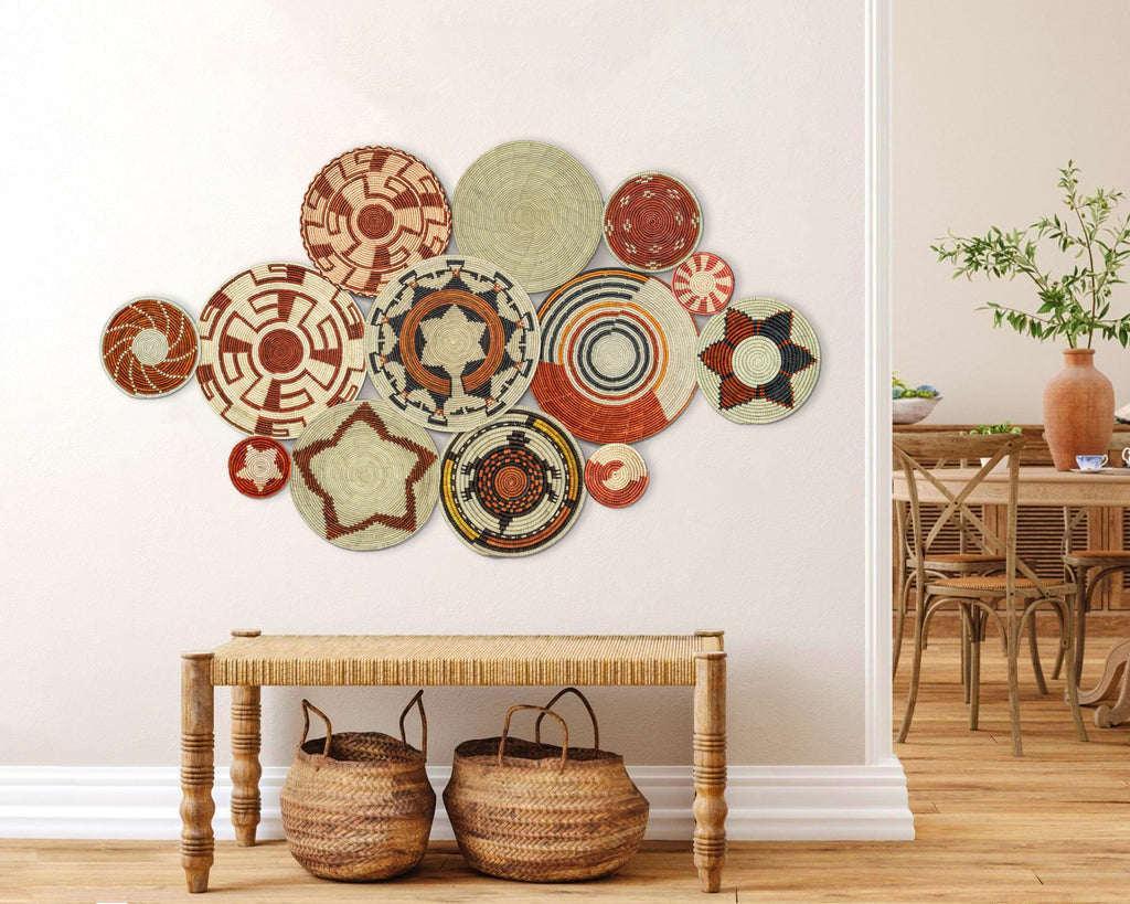 Set of 13 Handwoven wall baskets SET-182-13 N
