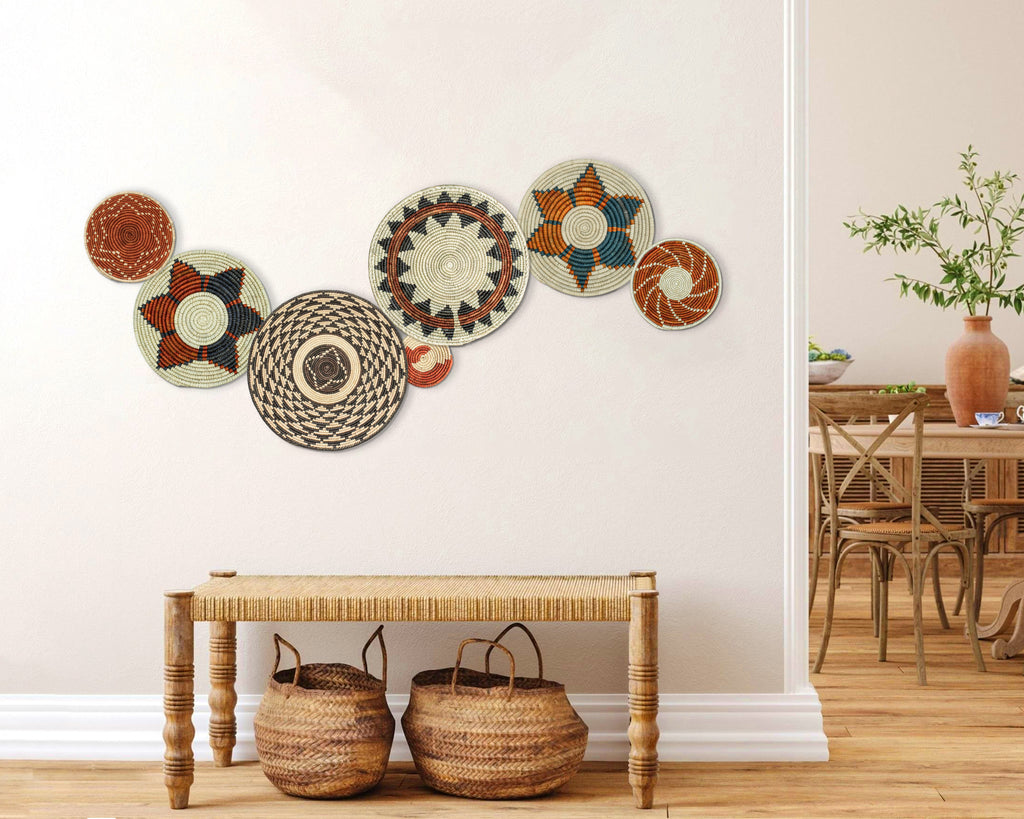 Set of 7 Handwoven wall baskets Set 47-7-N