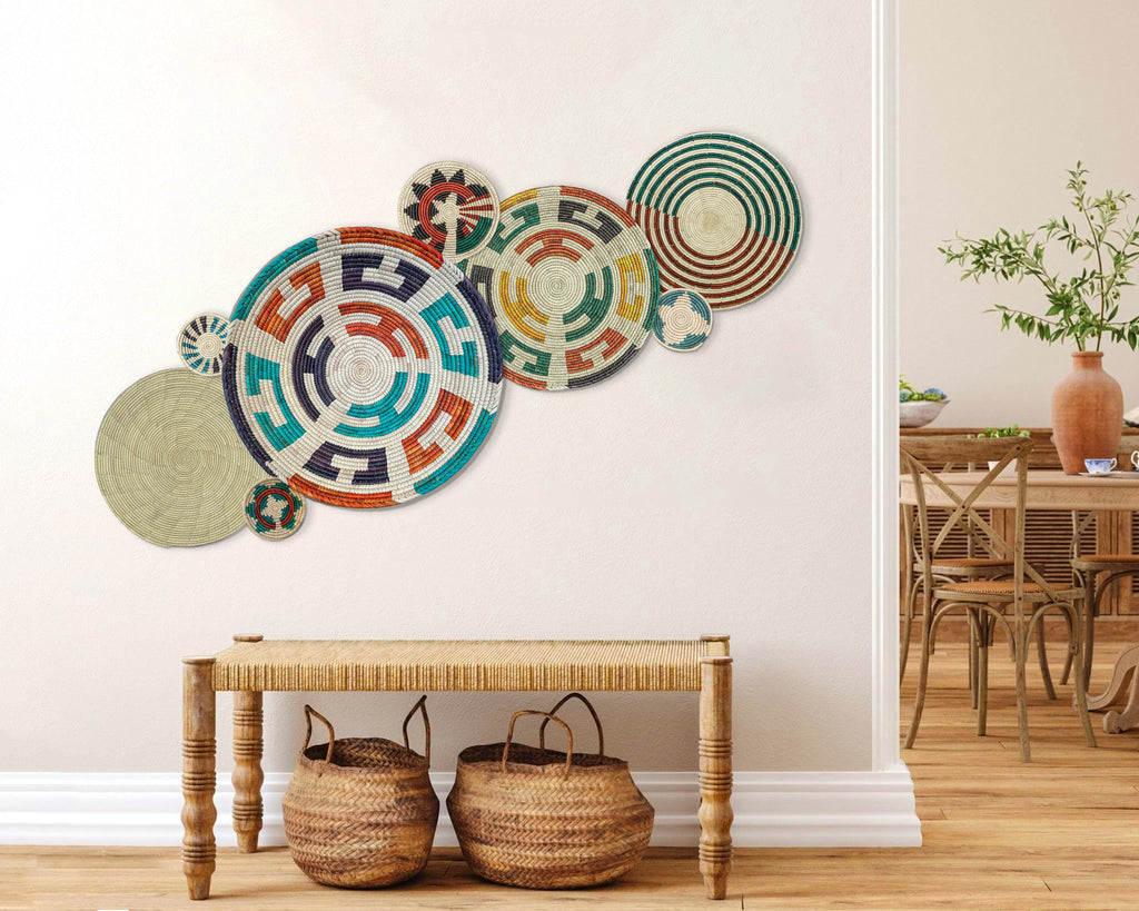 Set of 8 Handwoven wall baskets SET-328-8 N