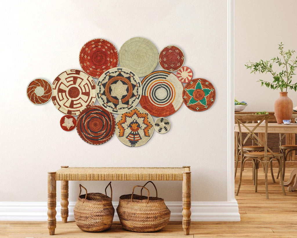 Set of 13 Handwoven wall baskets SET-182-13 N