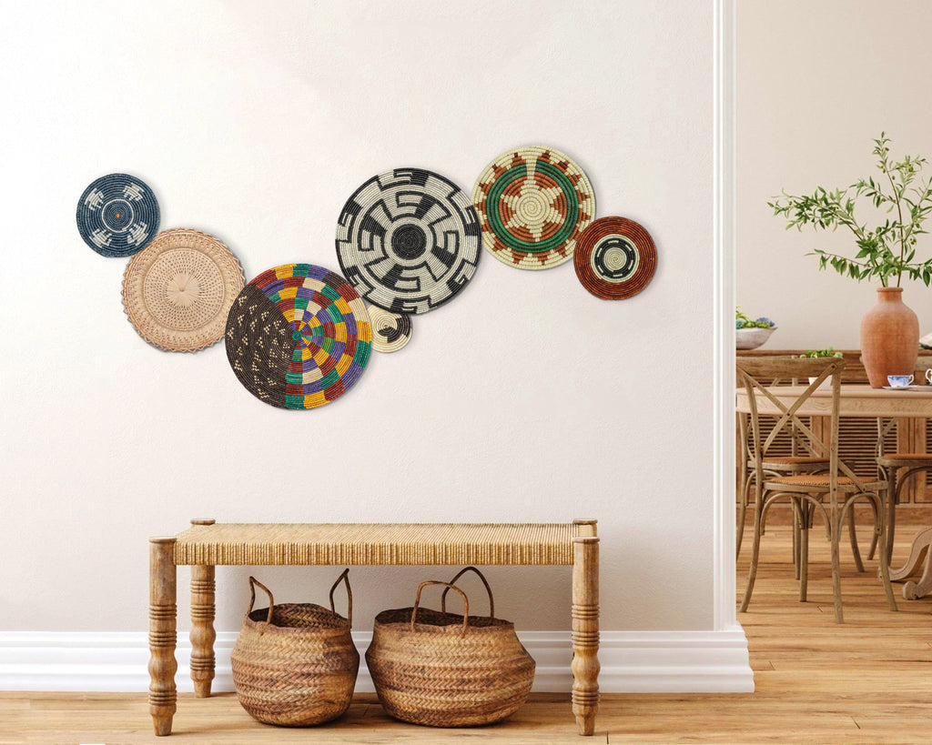 Set of 7 Handwoven wall baskets Set 48-7-N