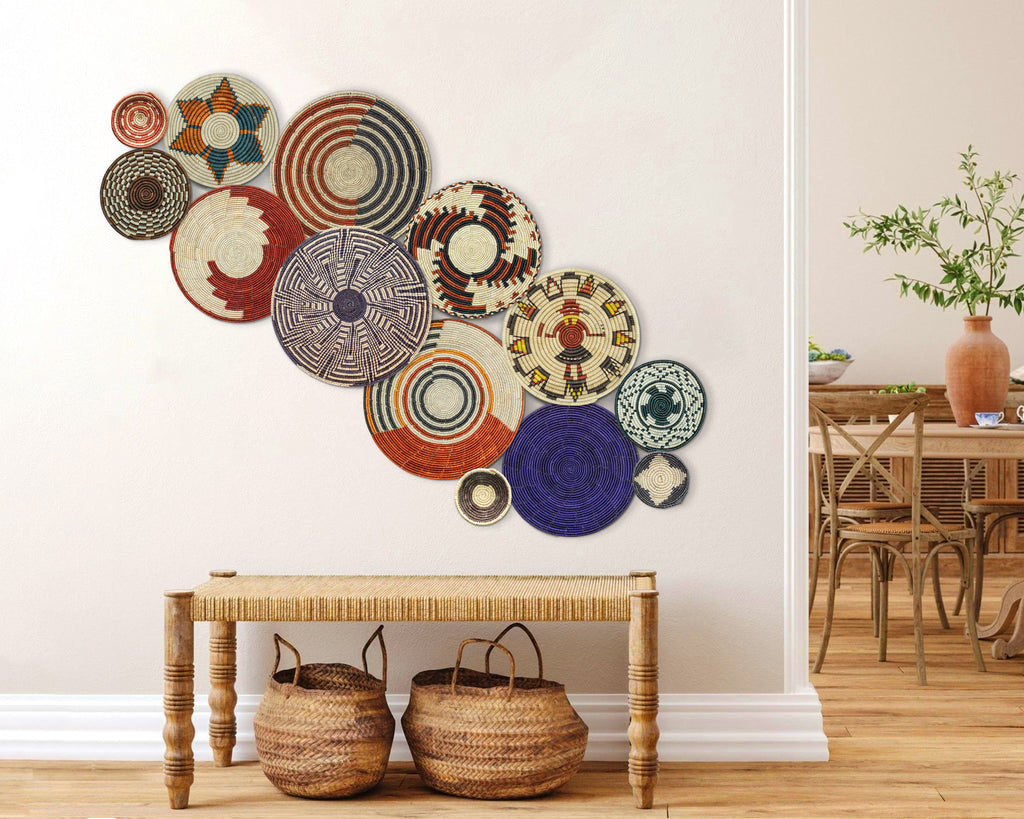 Set of 13 Handwoven wall baskets SET-177-13 N