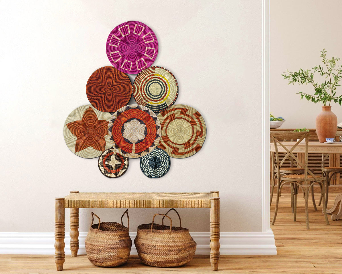 Set of 8 Handwoven wall baskets SET-342-8 N