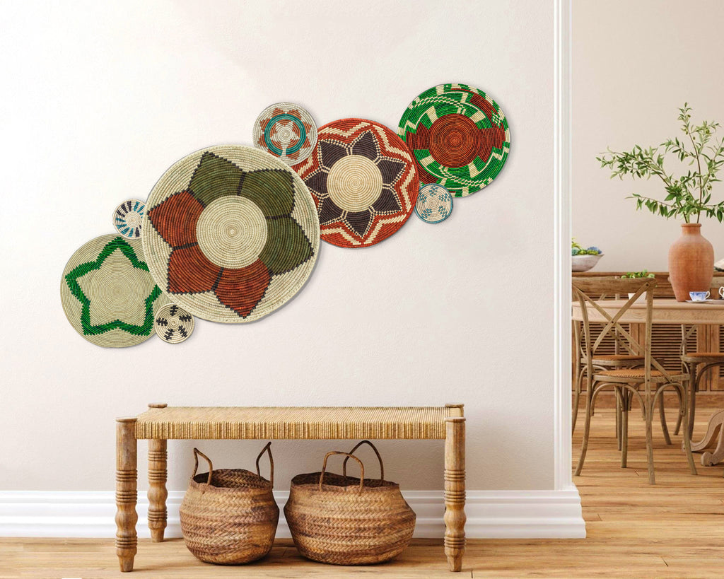 Set of 8 Handwoven wall baskets SET-329-8 N