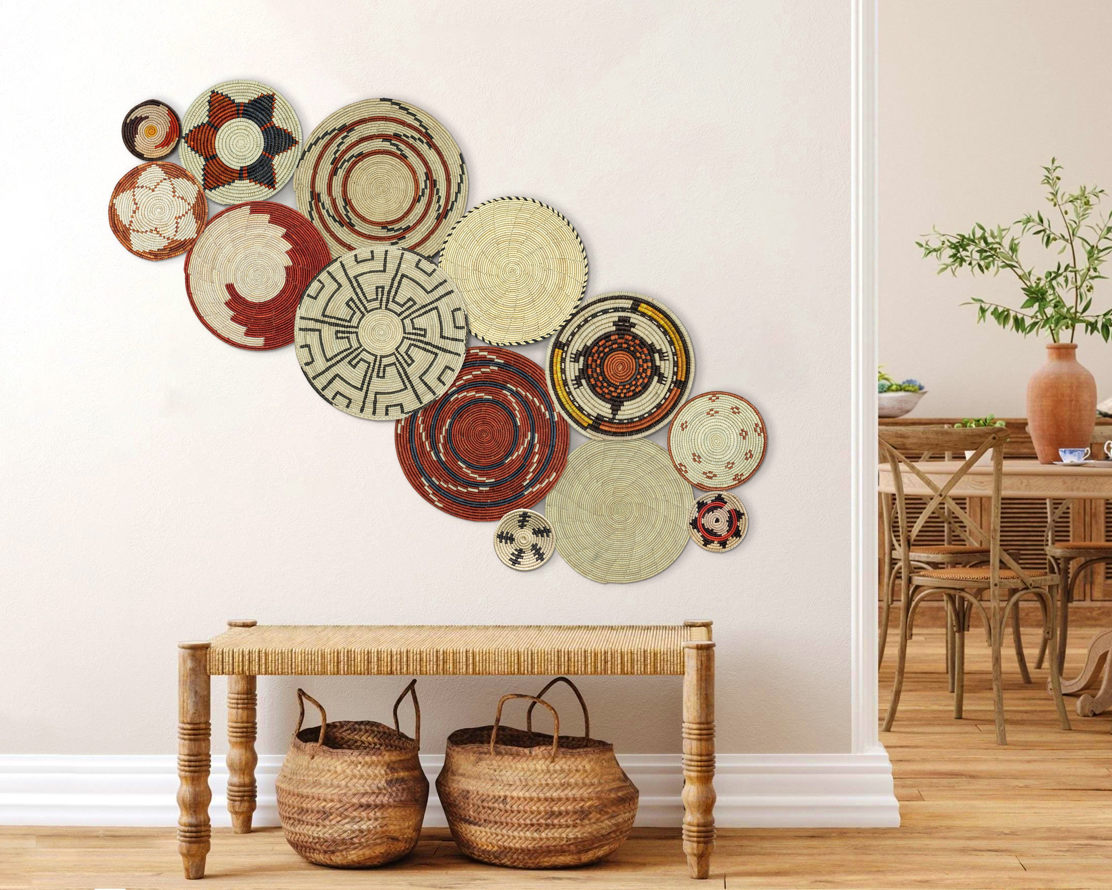 Set of 13 Handwoven wall baskets SET-175-13 N