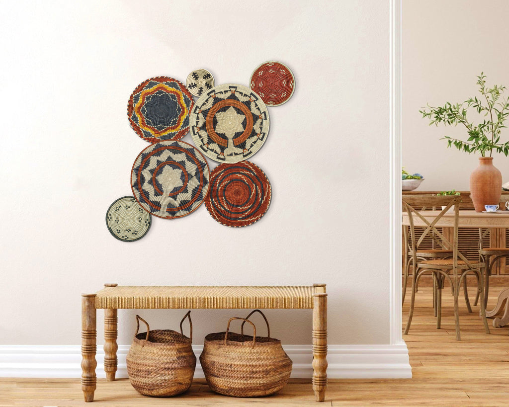 Set of 7 Handwoven wall baskets Set 44-7-N