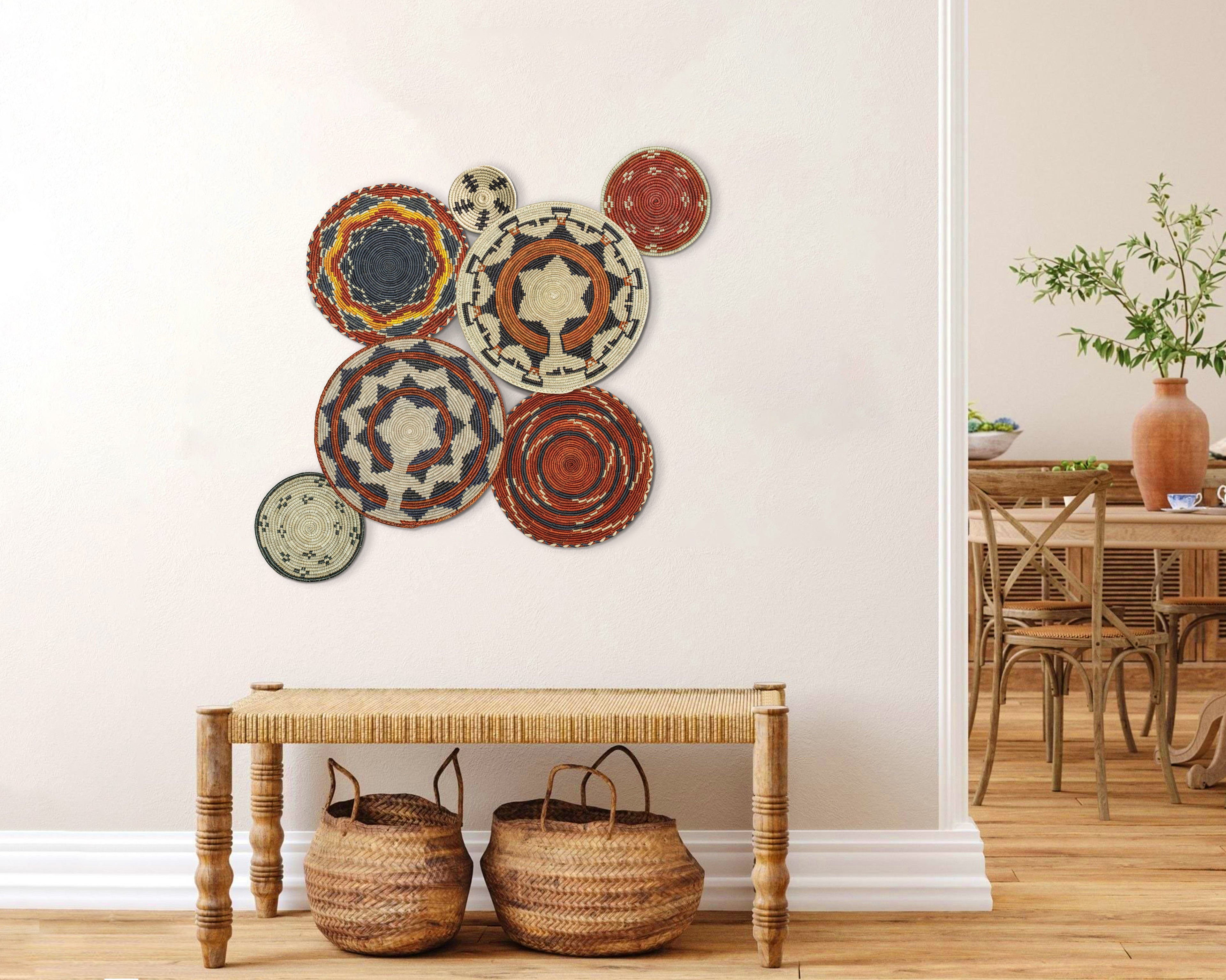 Set of 7 Handwoven wall baskets Set 44-7-N