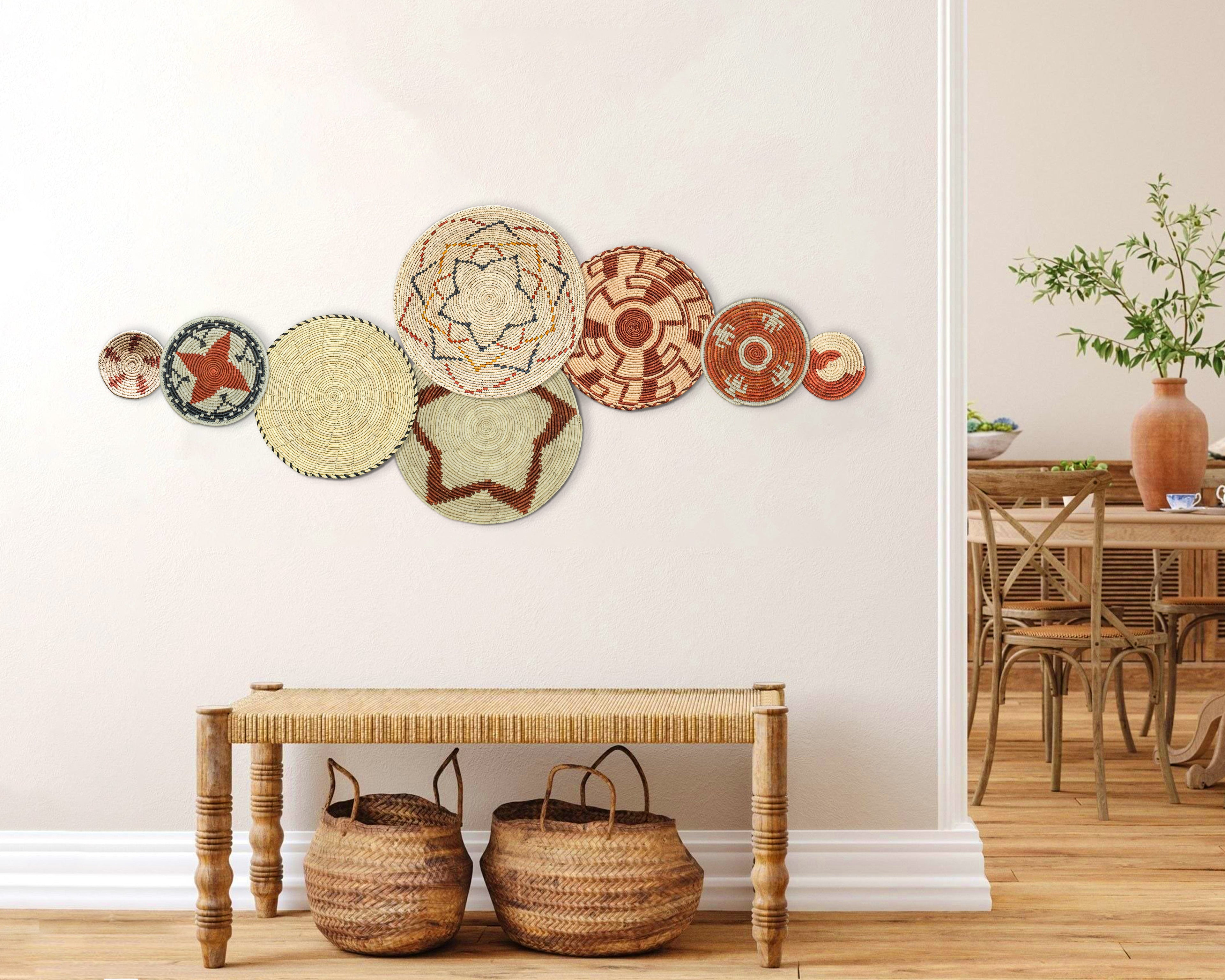 Set of 8 Handwoven wall baskets SET-246-8 N