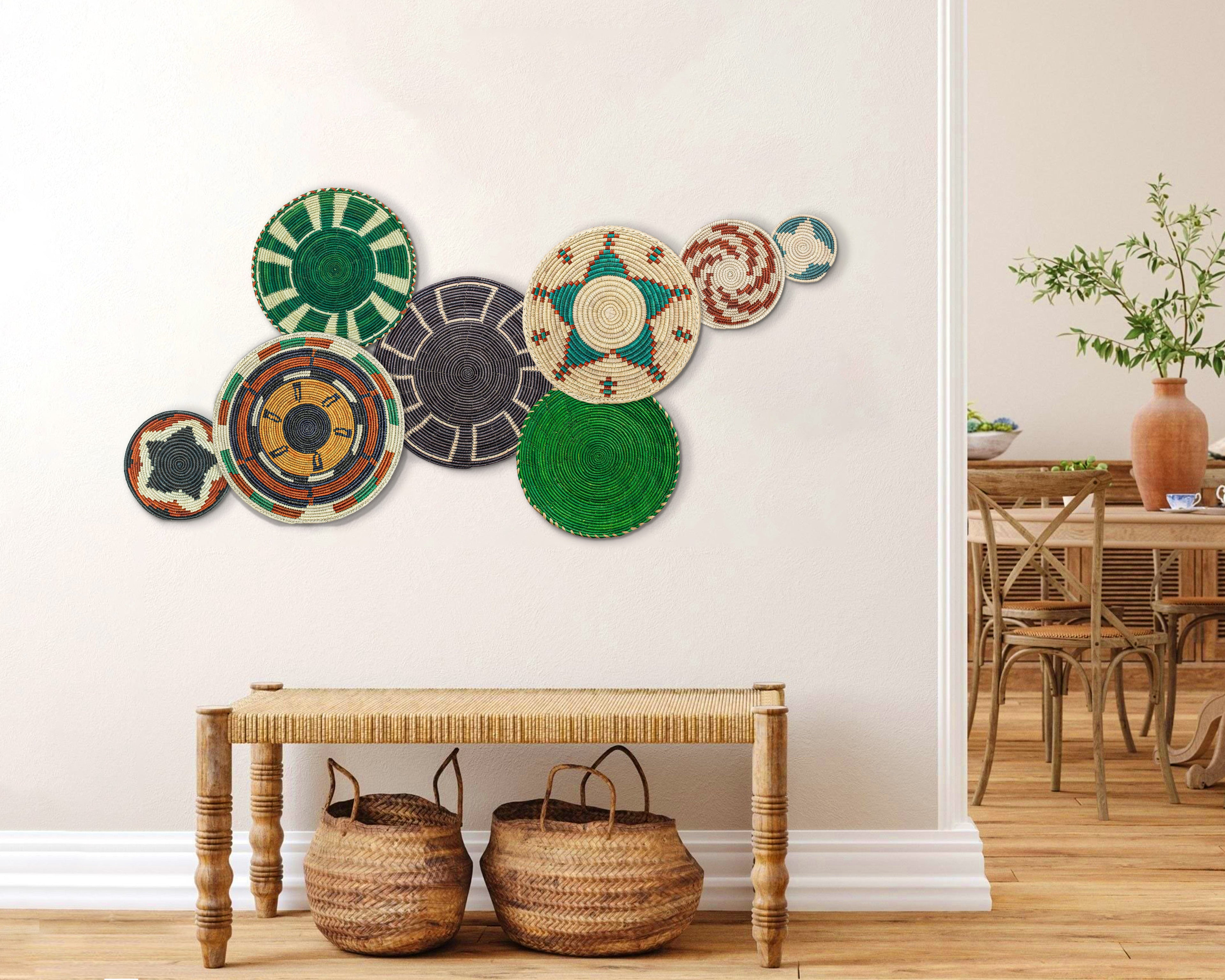 Set of 8 Handwoven wall baskets SET-356-8 N