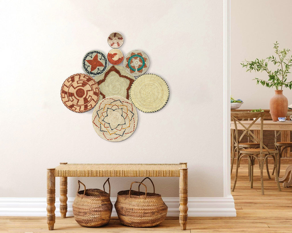 Set of 8 Handwoven wall baskets SET-246-8 N