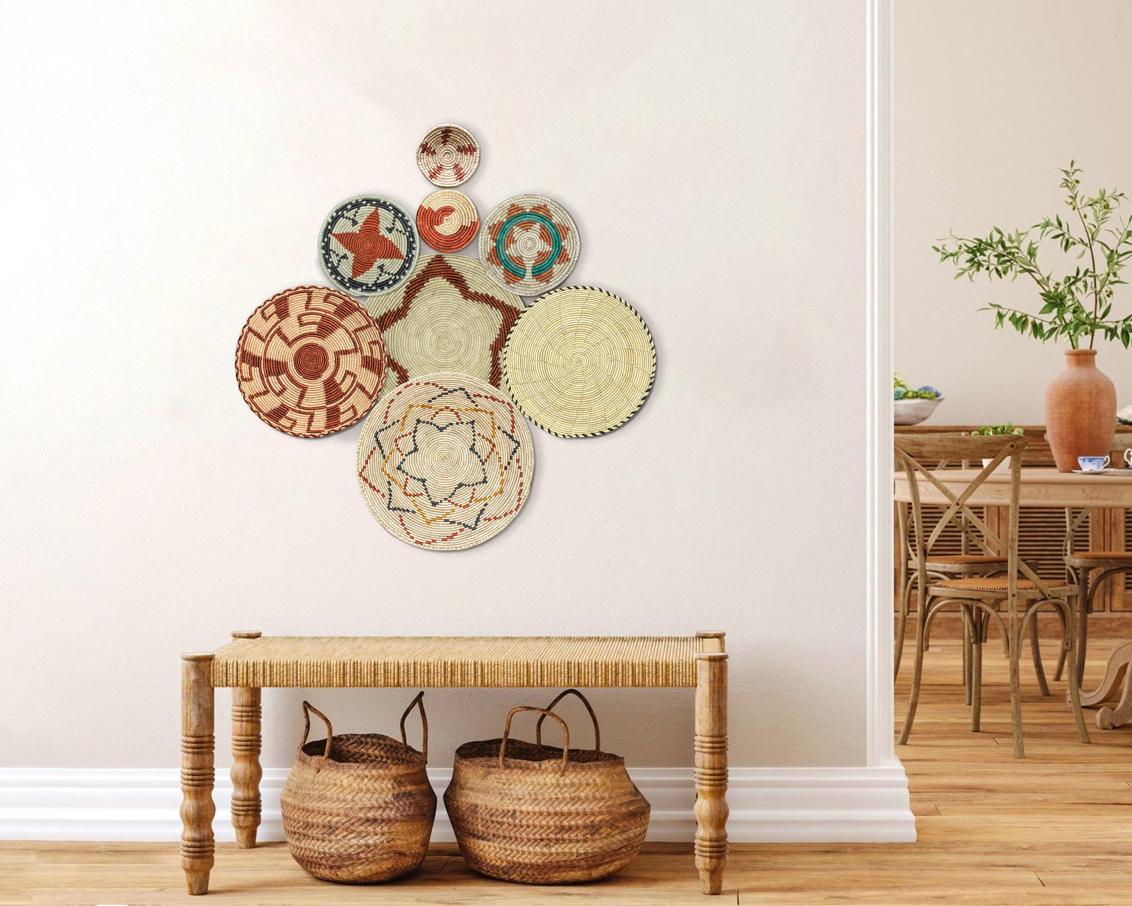 Set of 8 Handwoven wall baskets SET-246-8 N