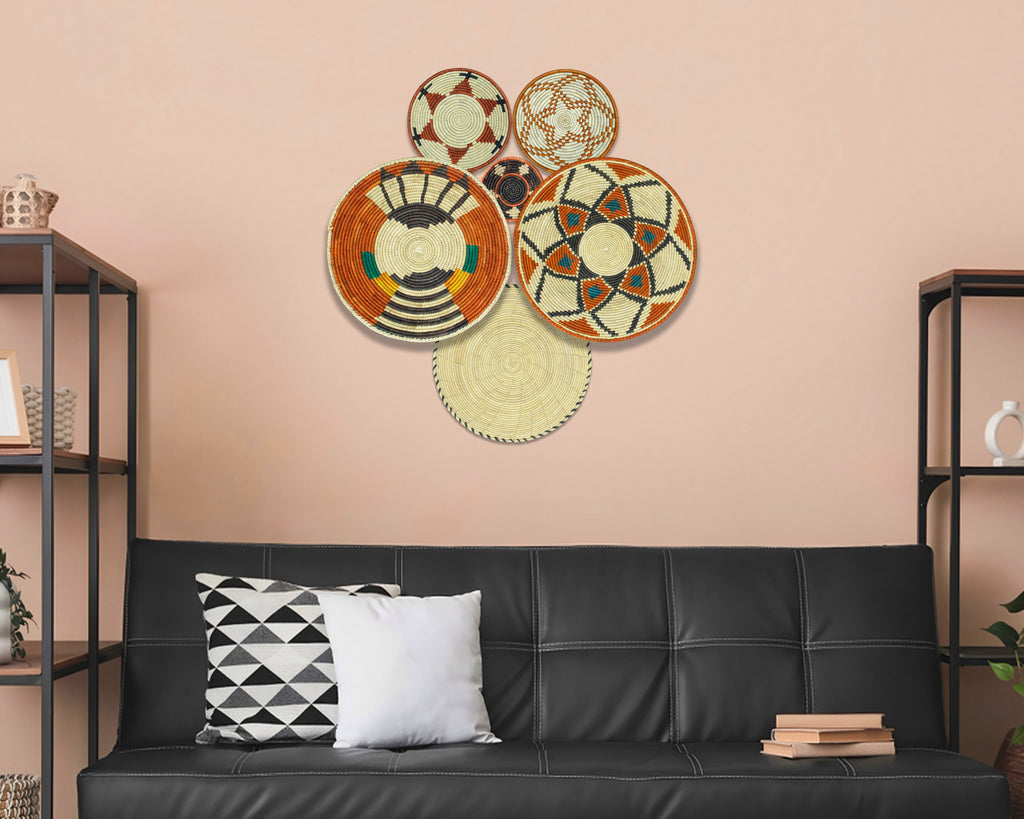 Set of 6 Handwoven wall baskets SET-398-6 N