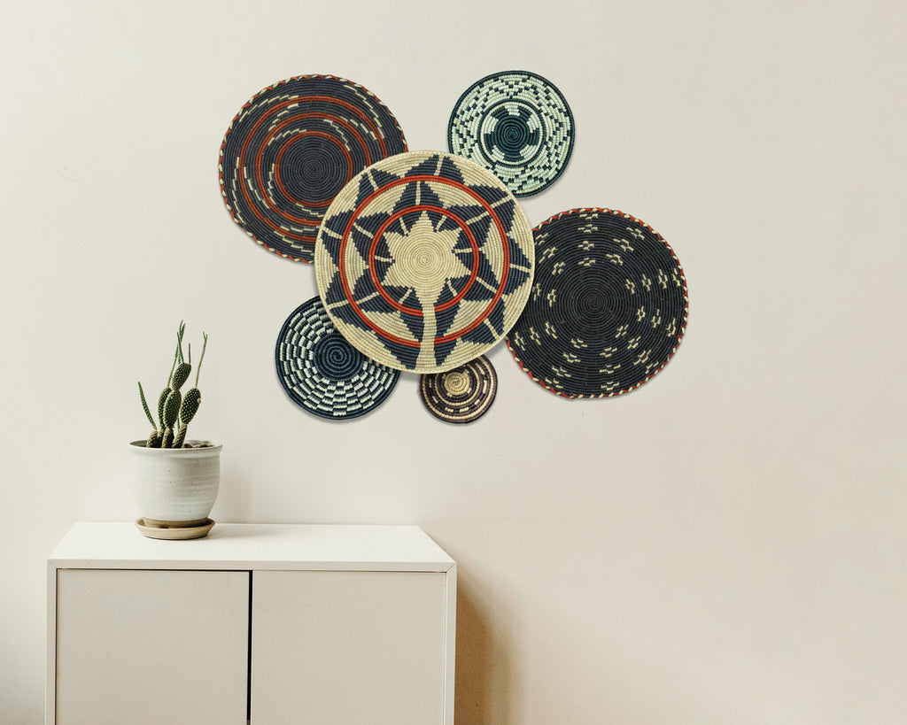 Set of 6 Handwoven wall baskets SET-387-6 N