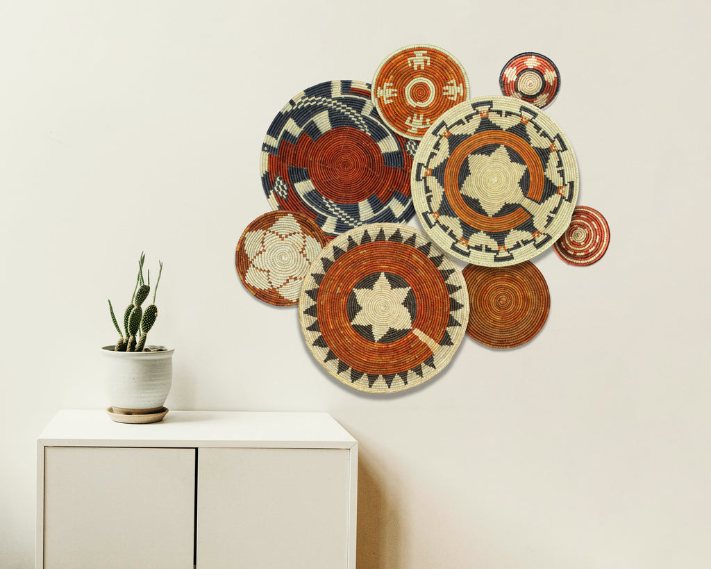 Set of 8 Handwoven wall baskets SET-362-8 N