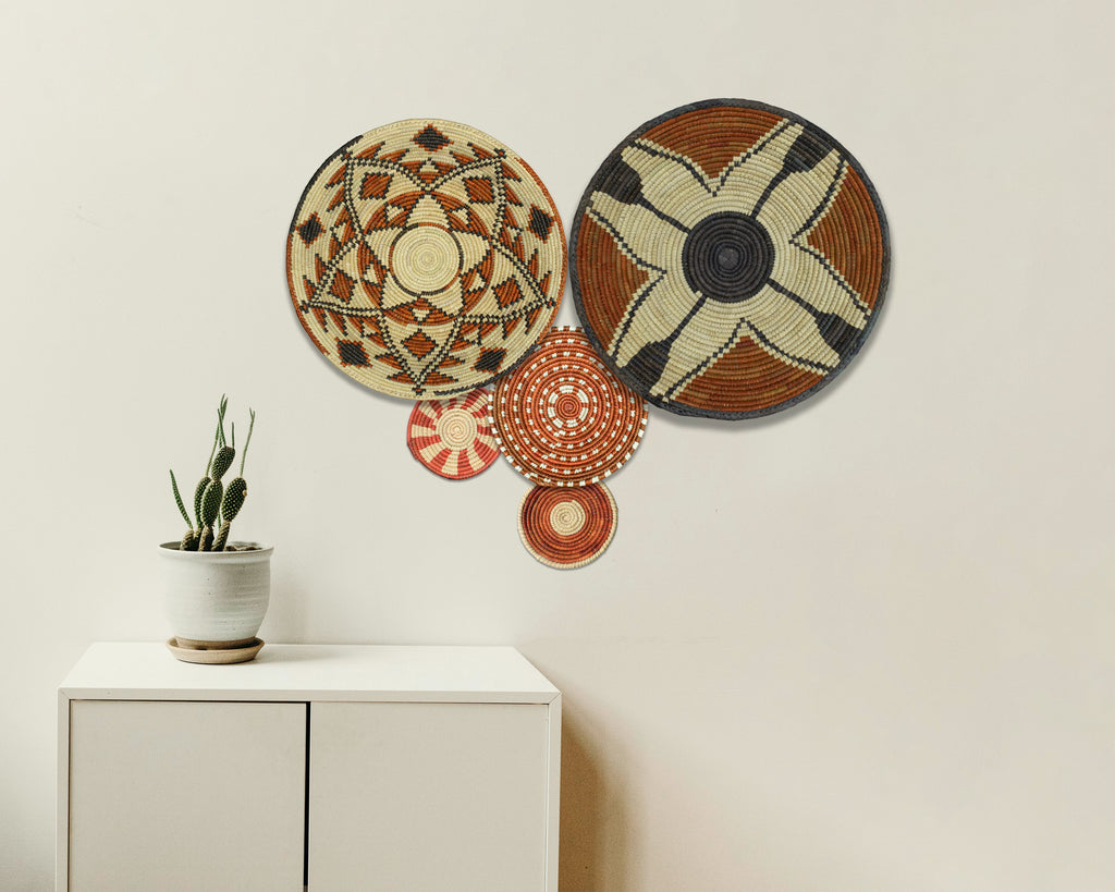 Set of 5 Handwoven wall baskets SET-70-5 N