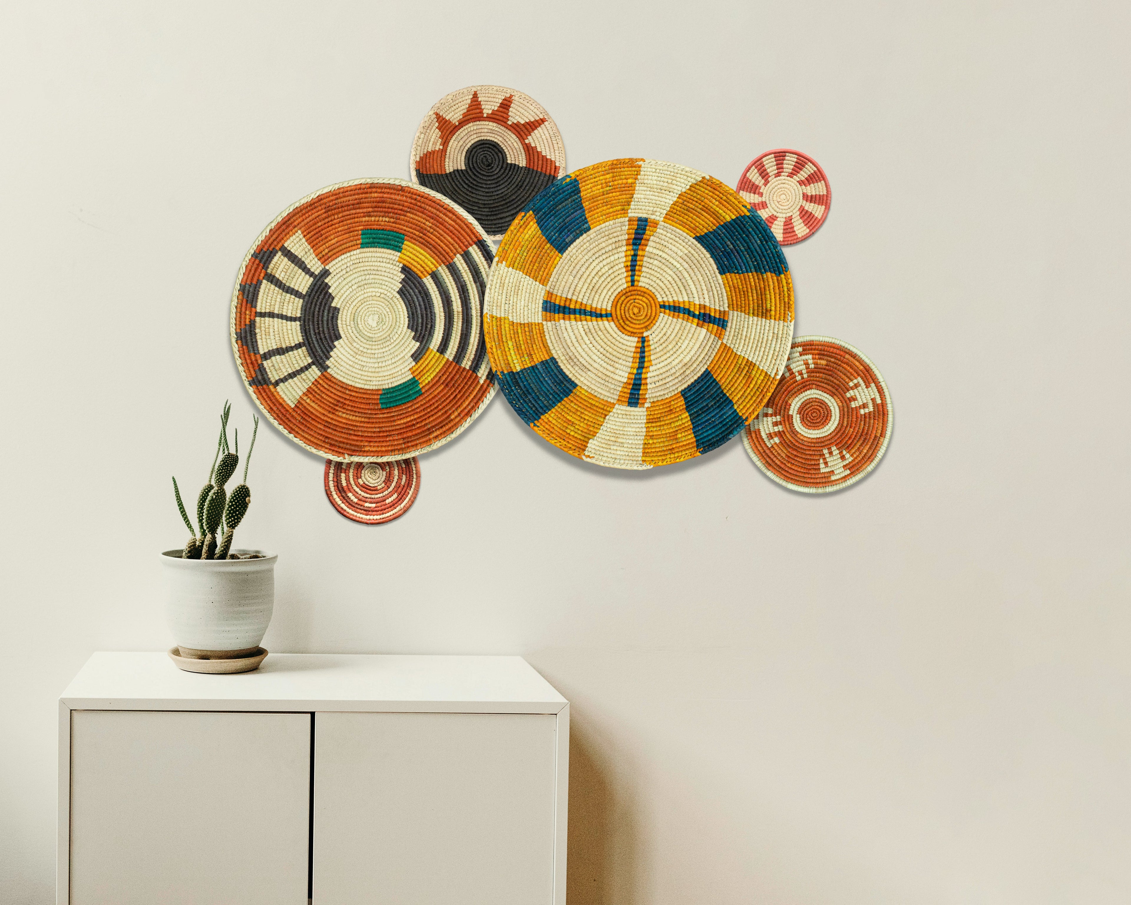 Set of 6 Handwoven wall baskets SET-378-6 N