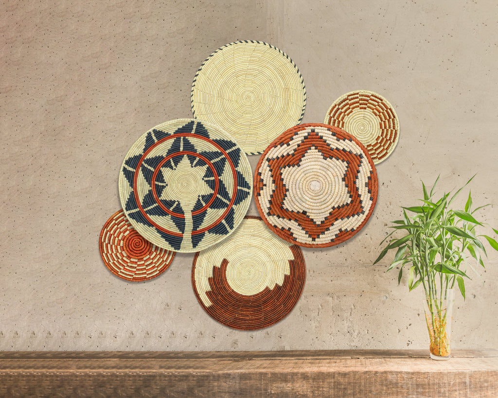 Set of 6 Handwoven wall baskets SET-276-6 N