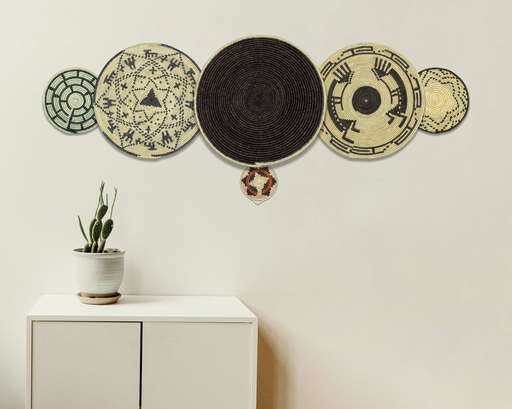 Set of 6 Handwoven wall baskets SET-296-6 N