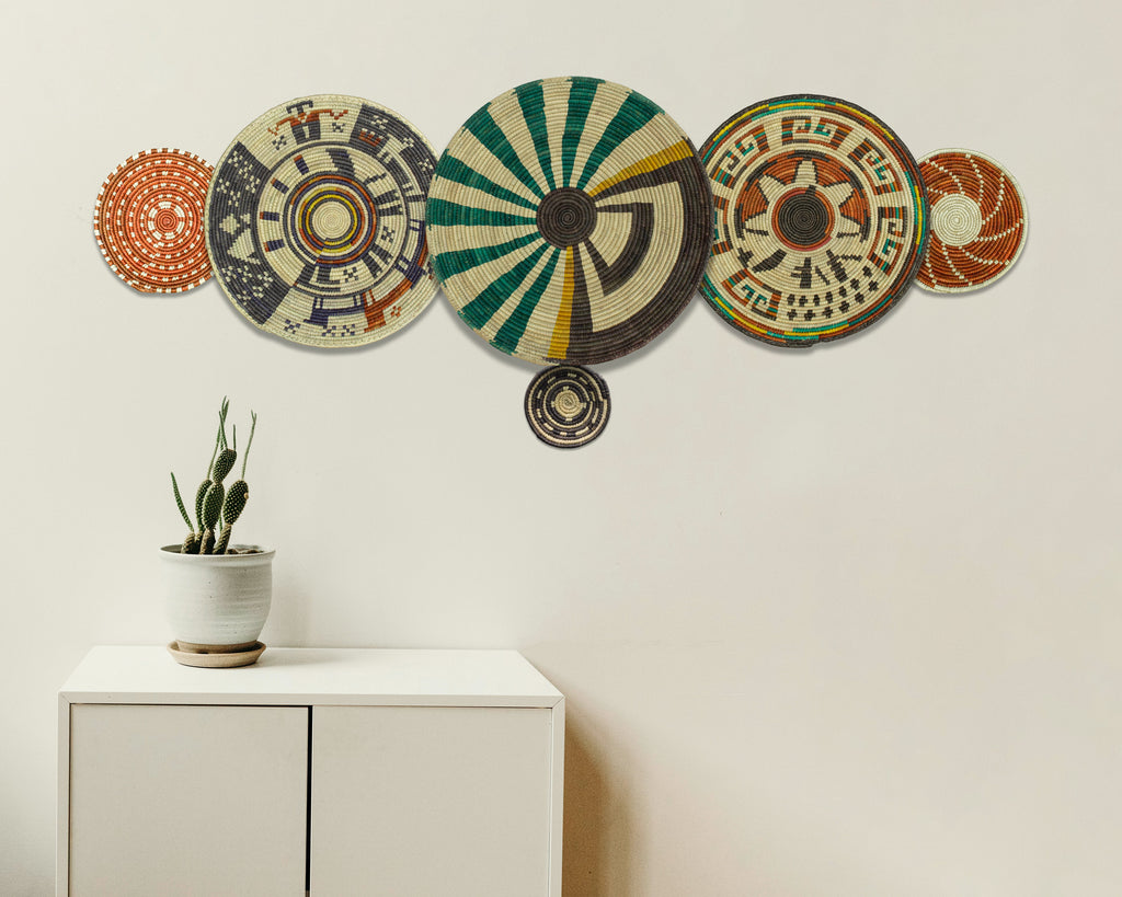 Set of 6 Handwoven wall baskets SET-297-6 N