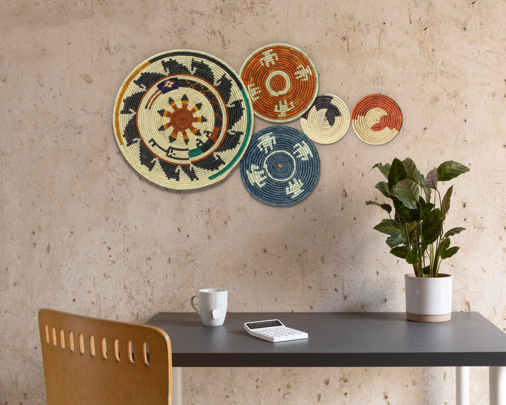 Set of 5 Handwoven wall baskets SET-68-5 N