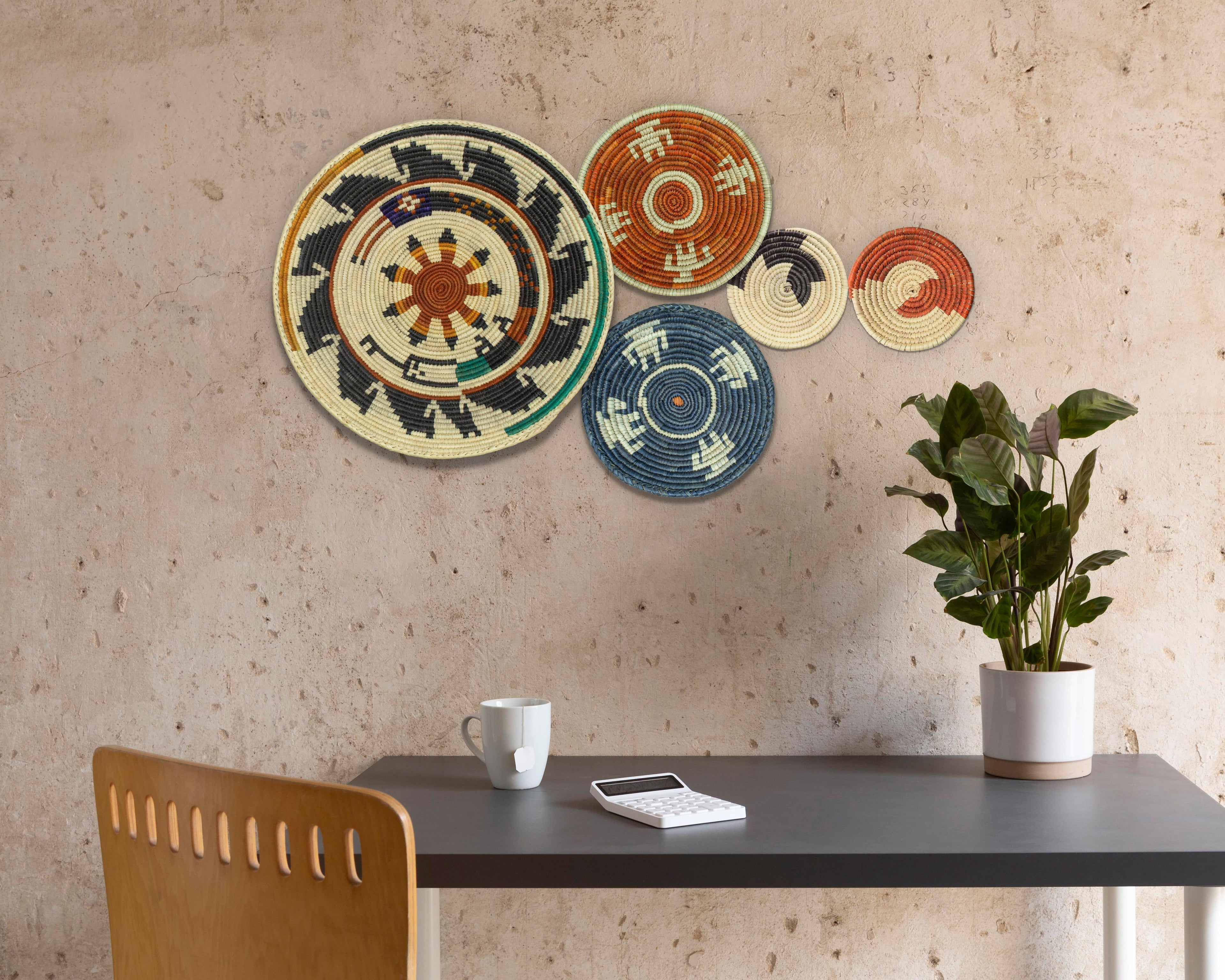 Set of 5 Handwoven wall baskets SET-68-5 N