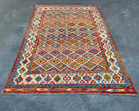 Afghan Maimana Wool Kilim - 10x7 ft