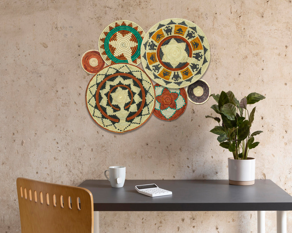 Set of 6 Handwoven wall baskets SET-287-6 N