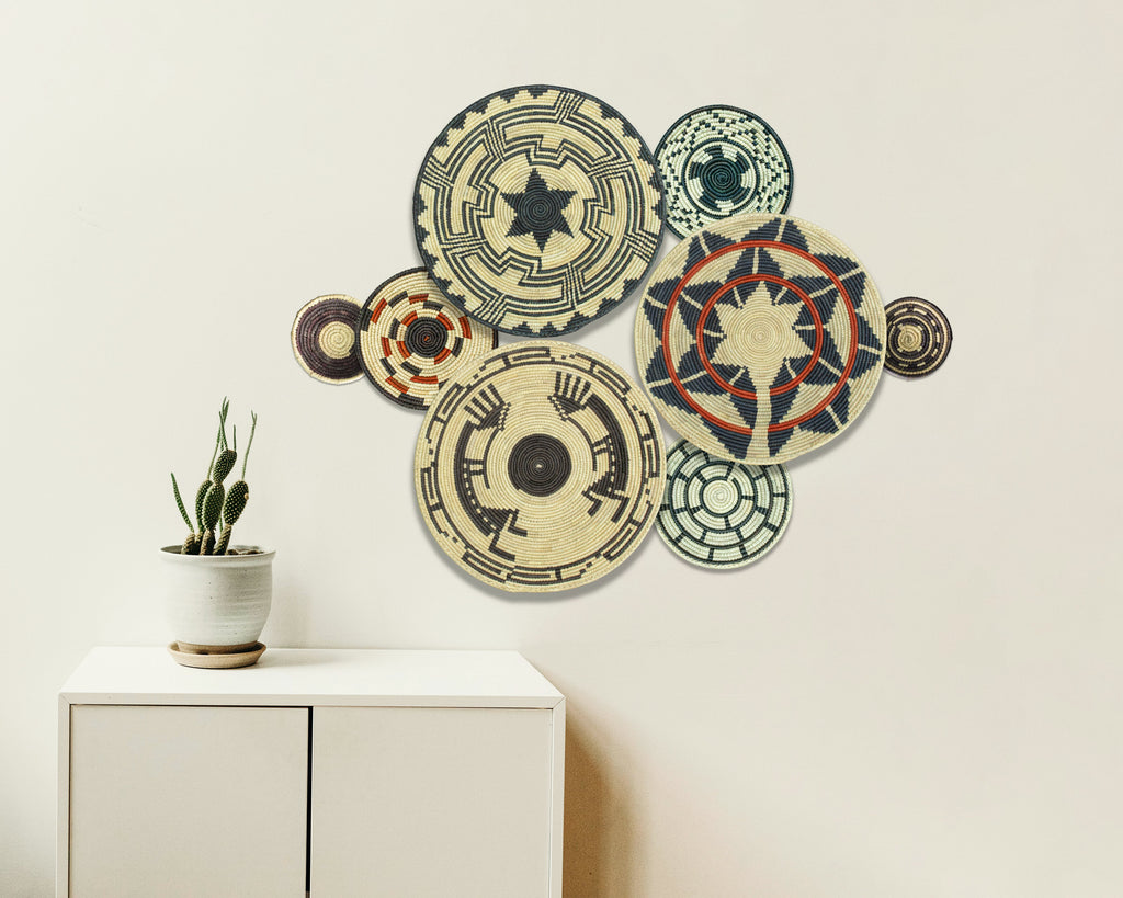 Set of 8 Handwoven wall baskets SET-365-8 N