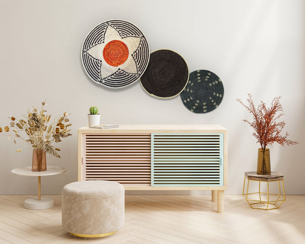 Set of 3 Handwoven wall baskets SET-205-3 N