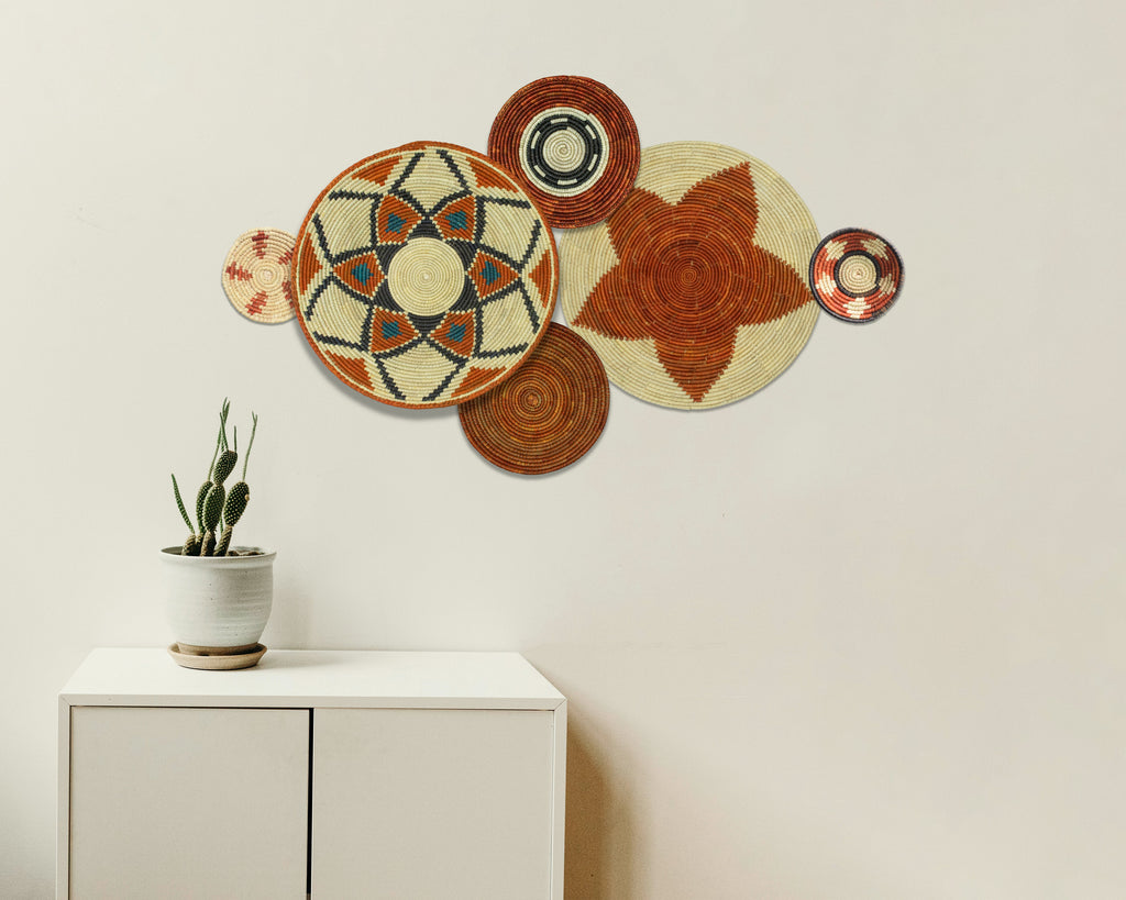 Set of 6 Handwoven wall baskets SET-379-6 N