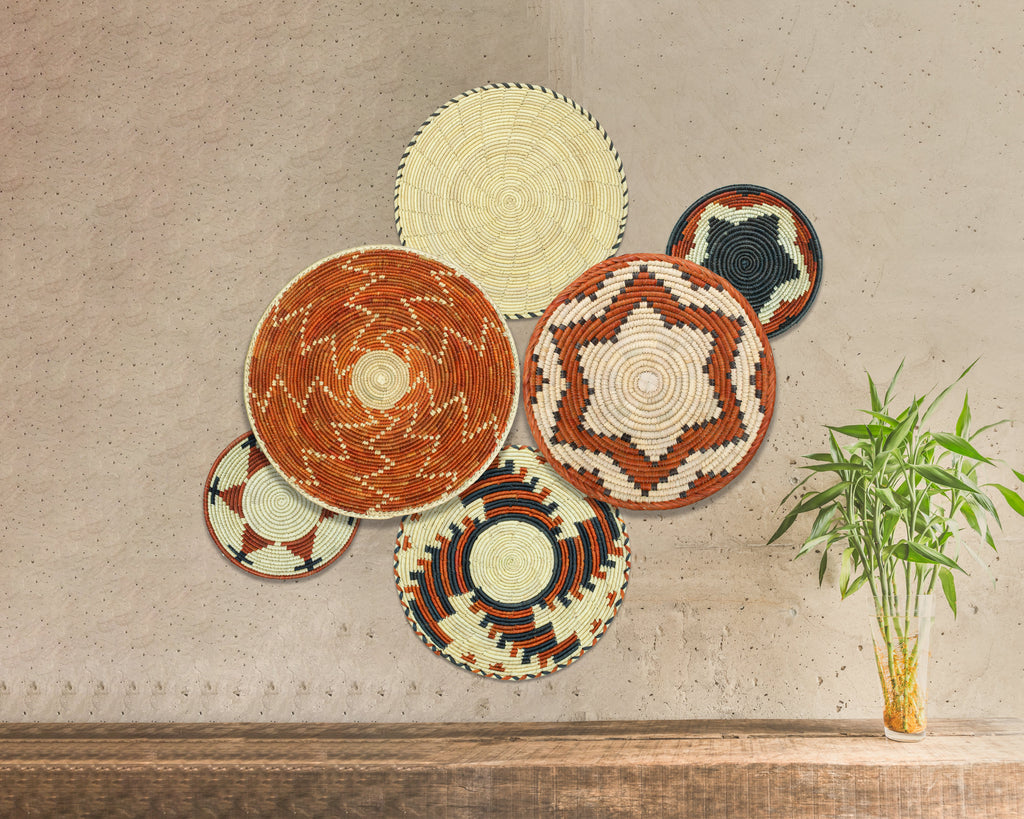 Set of 6 Handwoven wall baskets SET-274-6 N