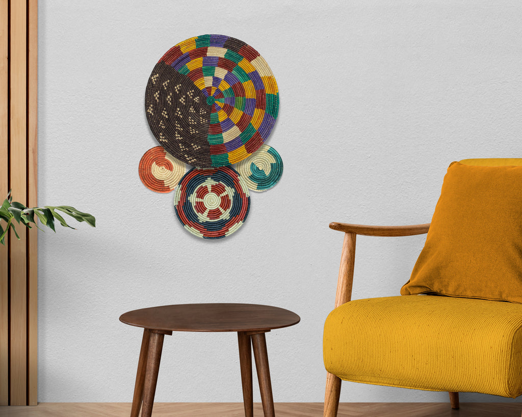 Set of 4 Handwoven wall baskets SET-233-4 N