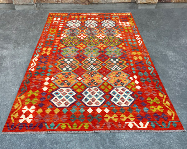 Afghan Maimana Wool Kilim - 10x7 ft