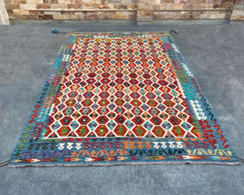 Afghan Maimana Wool Kilim - 10x7 ft